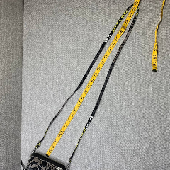 VERA BRADLEY Baroque Pattern Fleur Black Gray Yellow Crossbody Wallet Size Small - Picture 14 of 14
